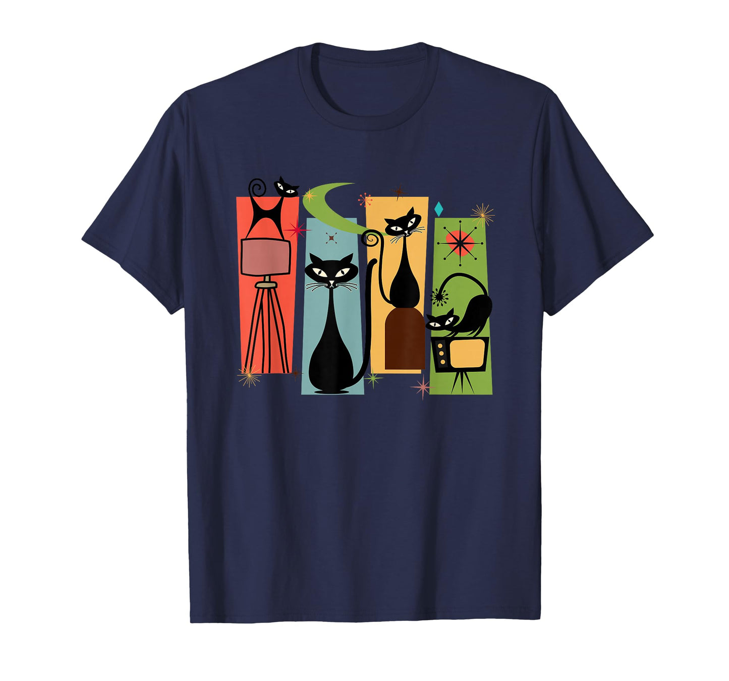 Mid Century Cat Retro Atomic Age Space Modern Midcentury 50s T-Shirt