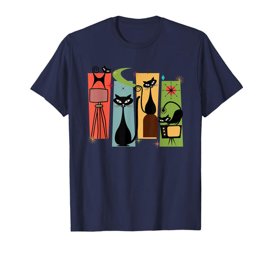 Mid Century Cat Retro Atomic Age Space Modern Midcentury 50s T-Shirt