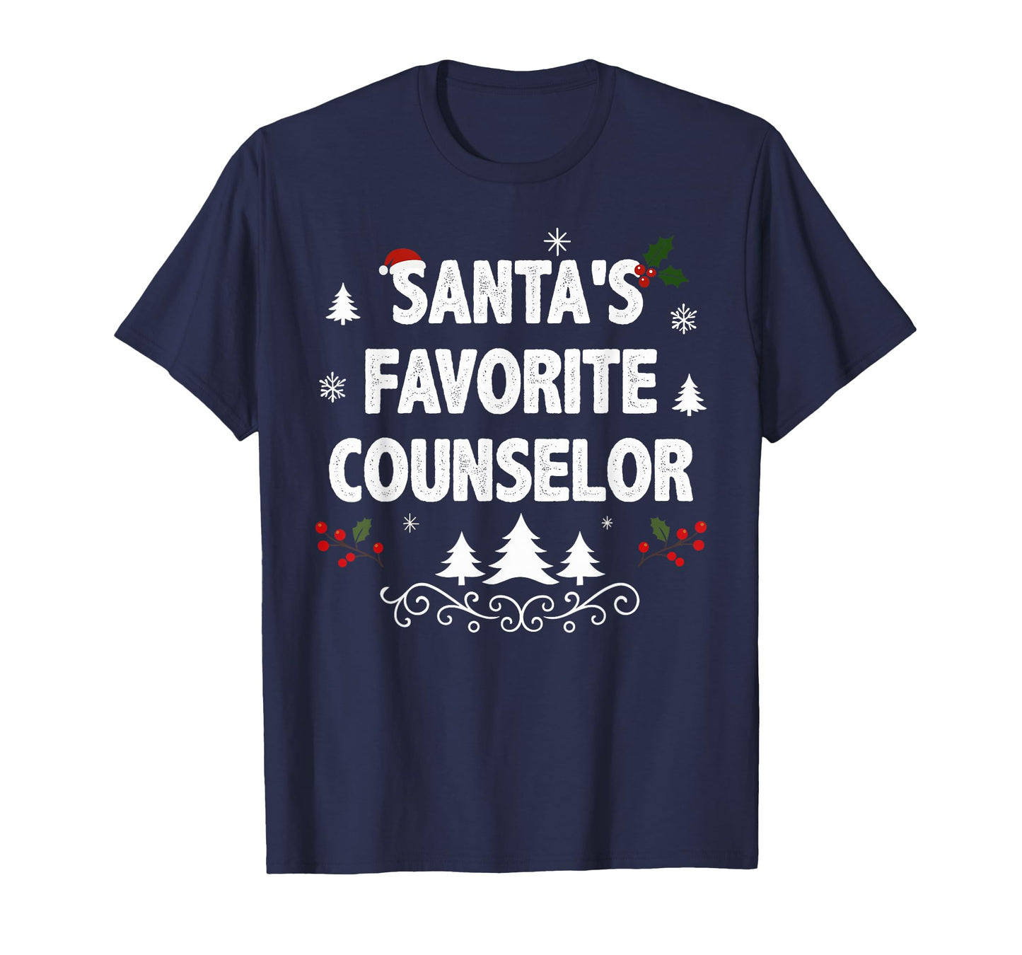 Santa's Favorite Counselor Funny Holiday Christmas Pajamas T-Shirt