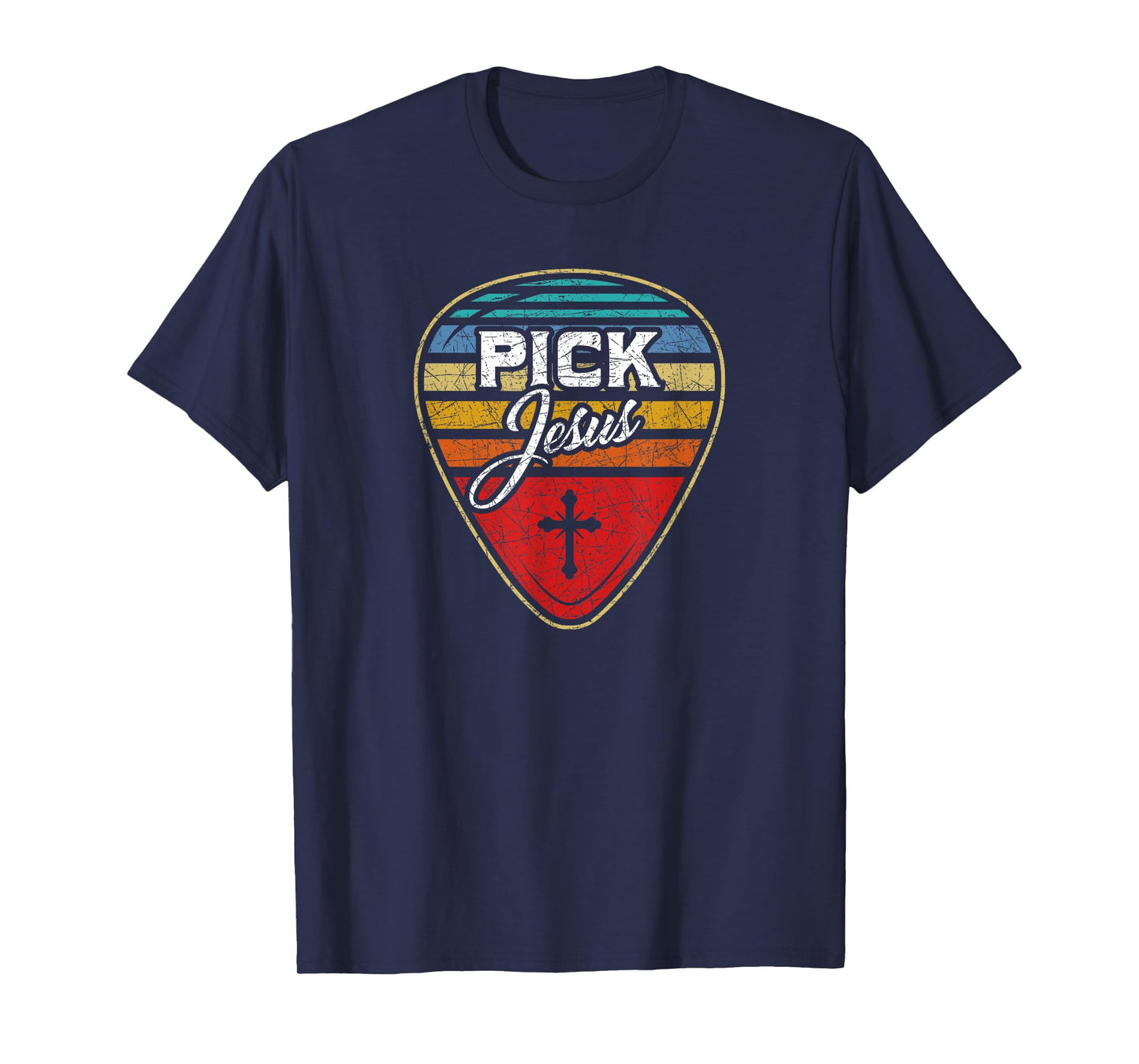 Retro Guitarist Guitar Pick Christian Music Jesus T-Shirt