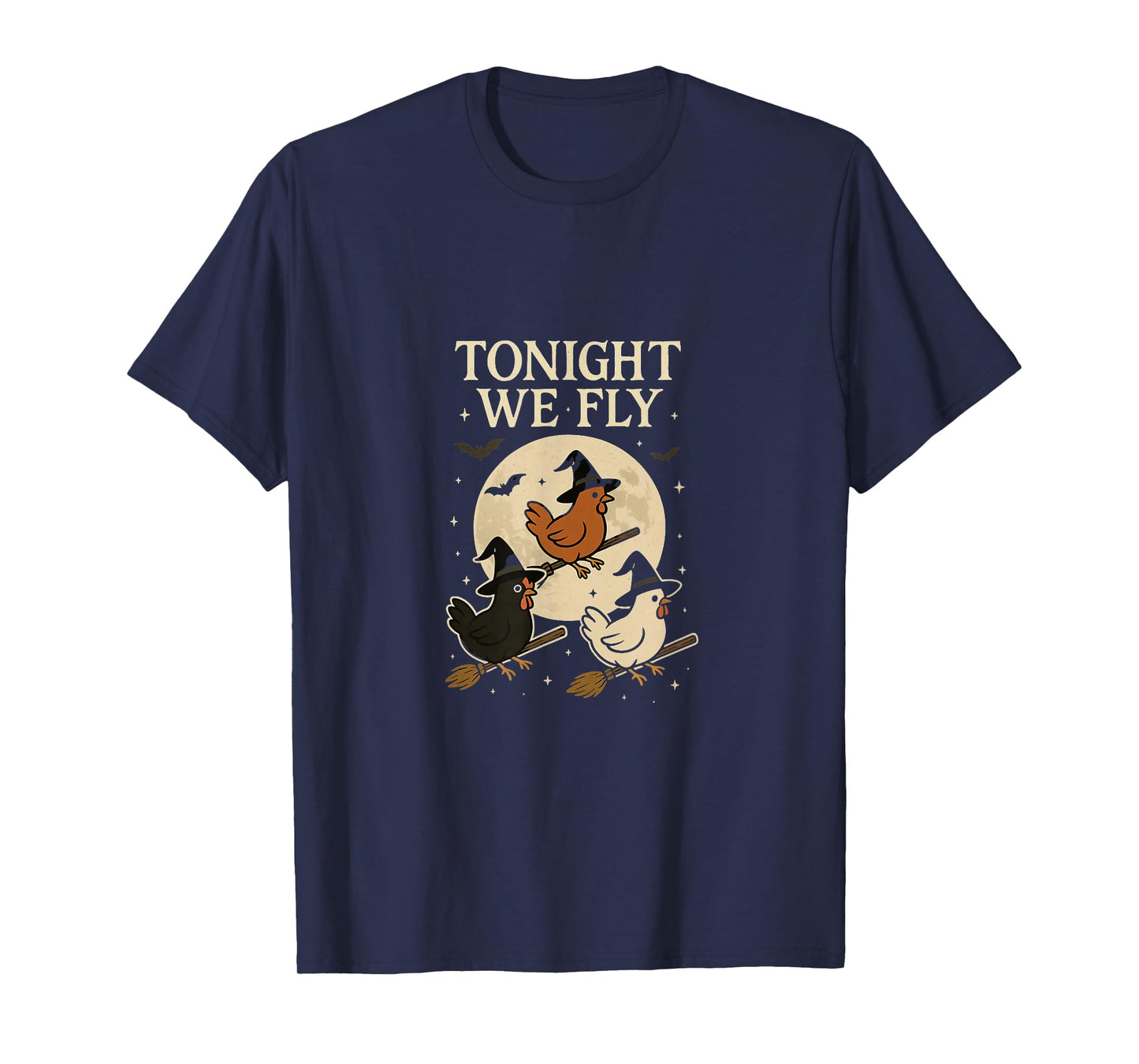 Funny Halloween Chickens Witch Broomstick Tonight We Fly T-Shirt