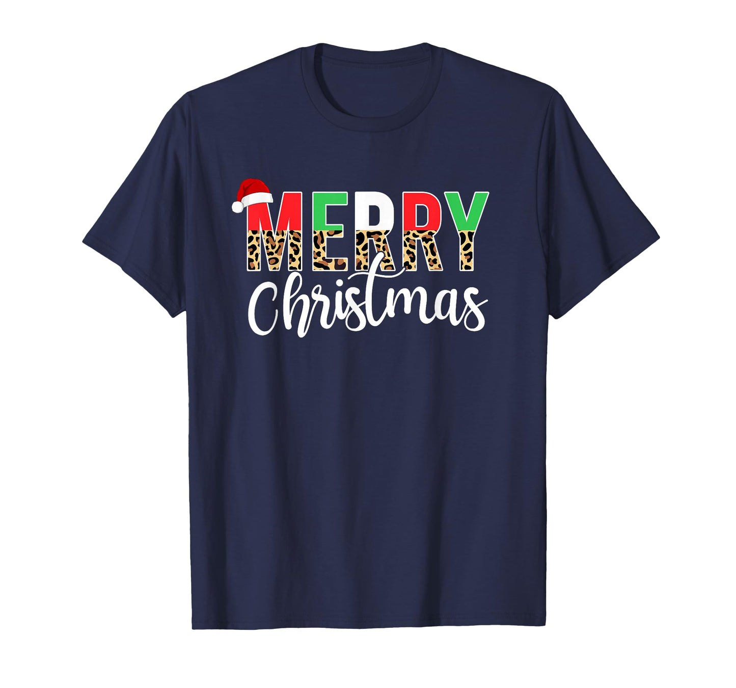 Merry Christmas Leopard Print Xmas Family Matching Men Women T-Shirt