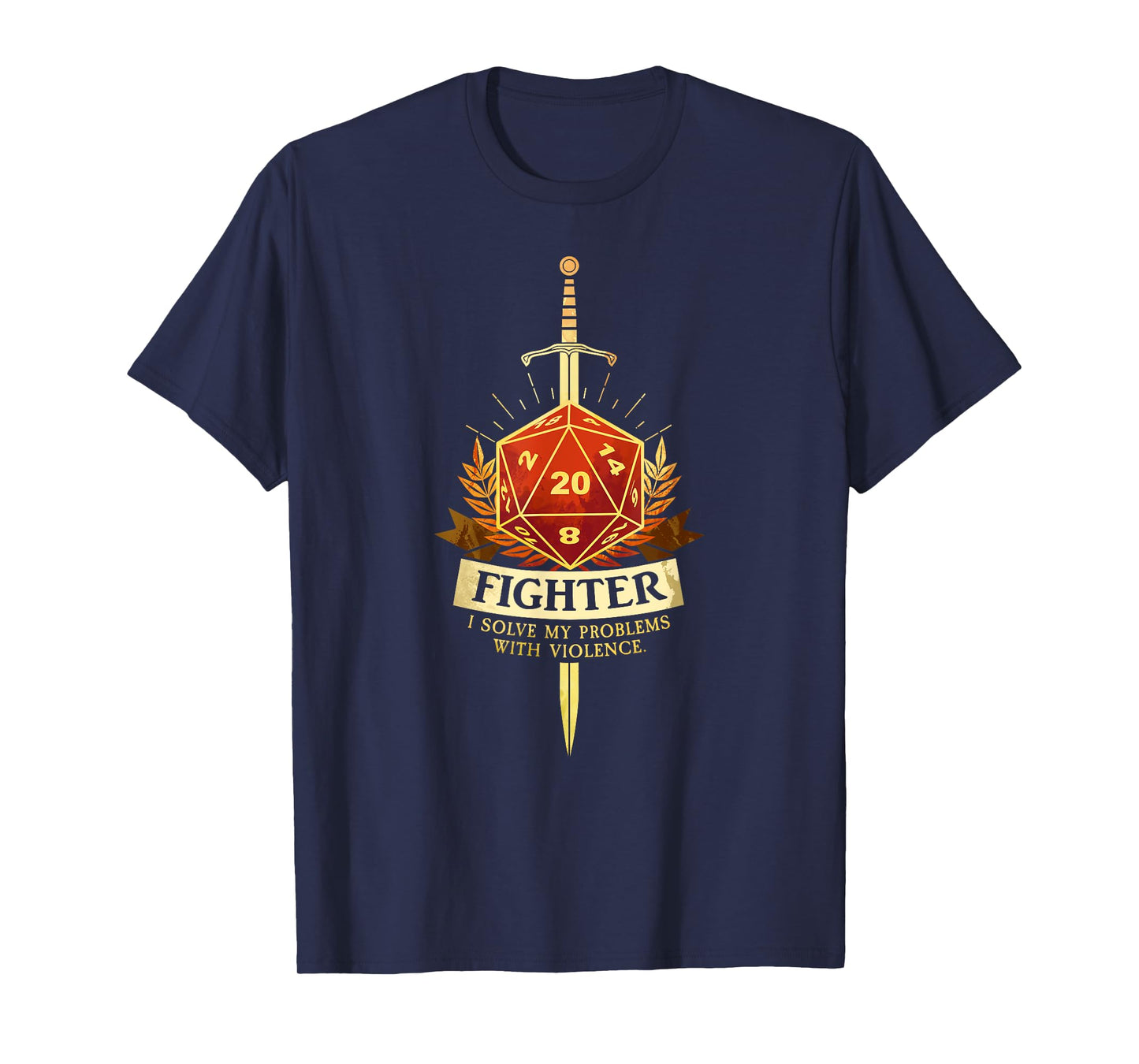 Gamer Class Fighter RPG TRPG Fantasy Gaming T-Shirt - Black, Men's Small, Classic Fit, Short Sleeve