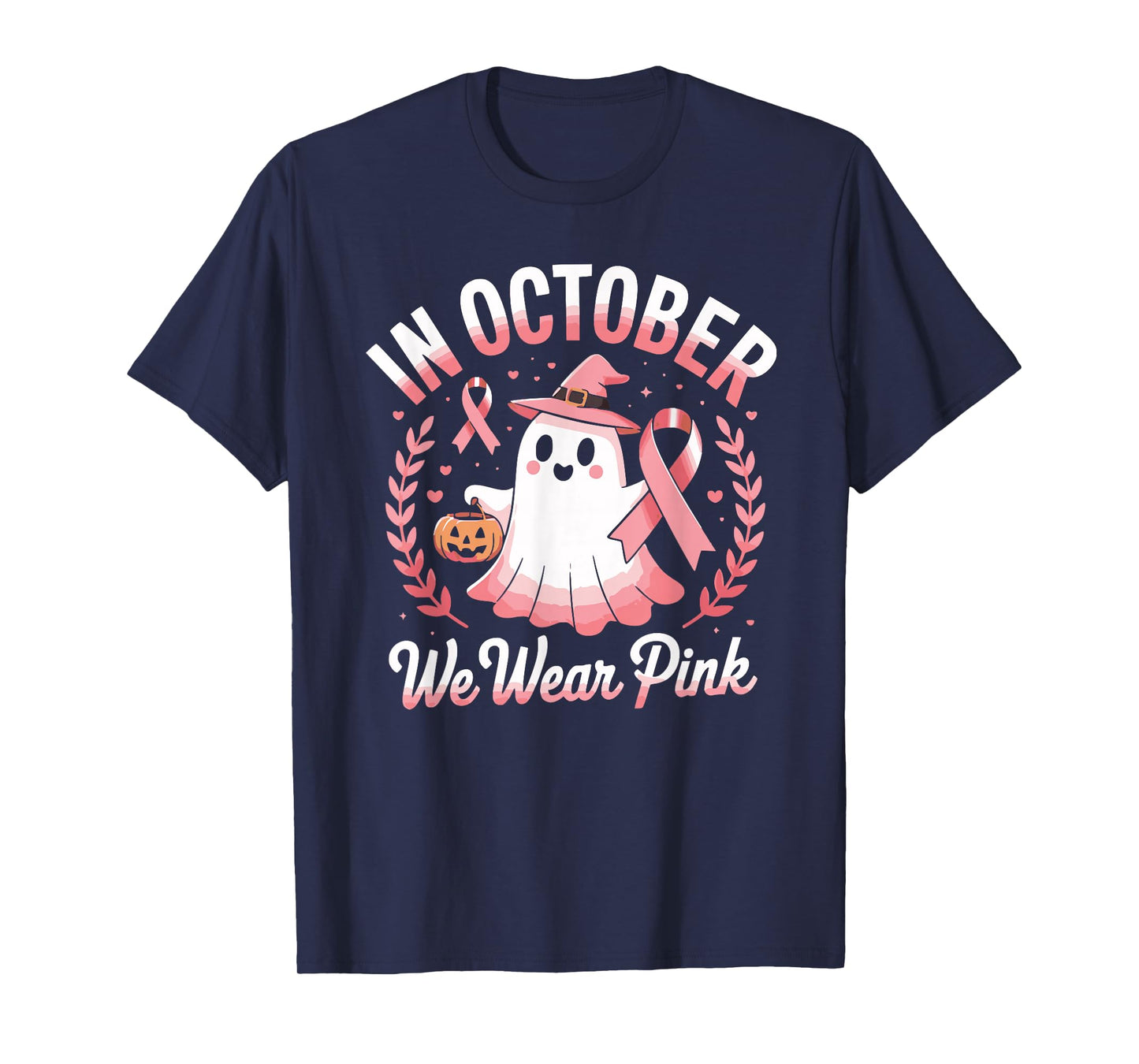 October Ghost Design Celebrating Breast Cancer Awareness T-Shirt