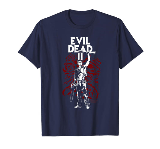 Evil Dead 2 Ash with The Book of The Dead Horror Movie T-Shirt