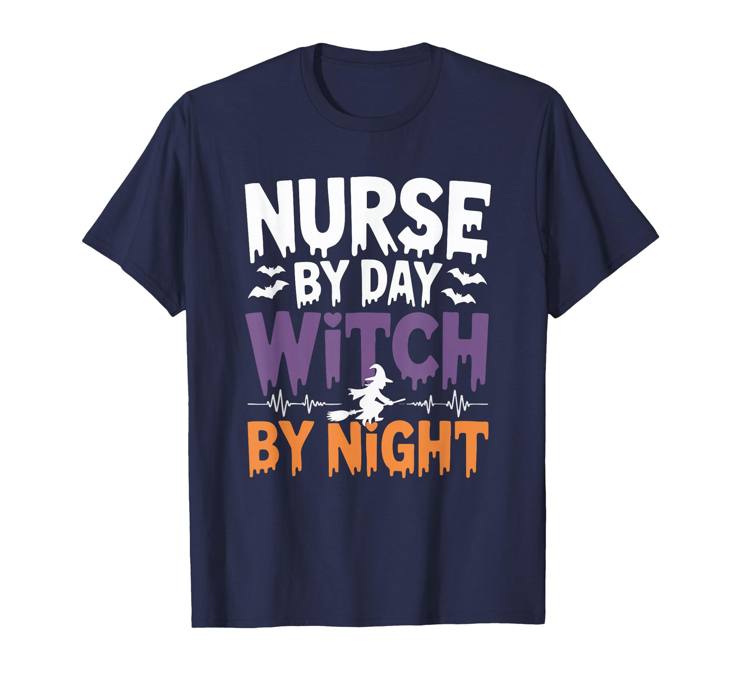 Nurse by Day Witch by Night Funny Halloween Nurse Witch T-Shirt