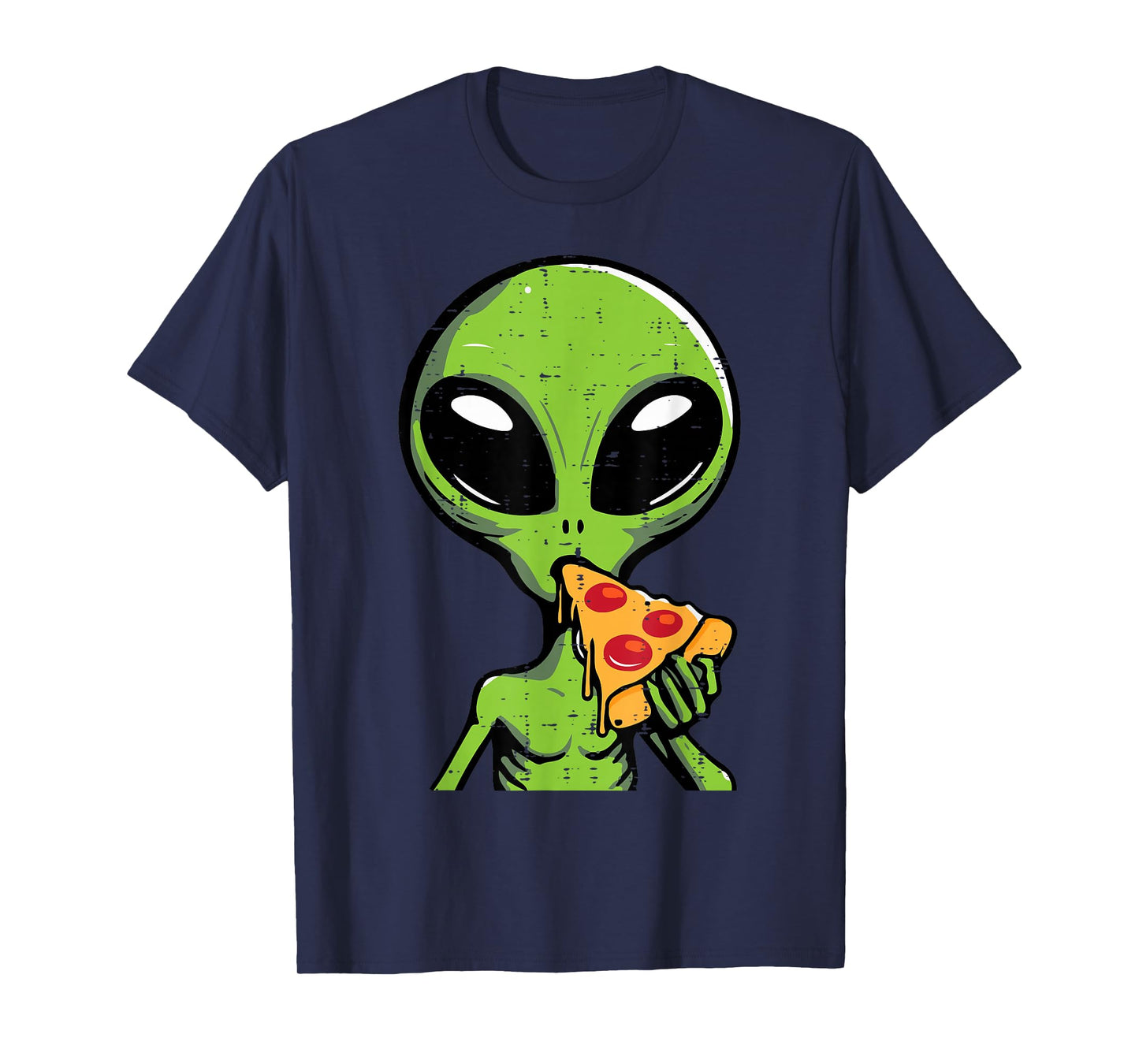 Alien Eating Pizza Funny Ufo Snack Food Men Boys Kids Women T-Shirt