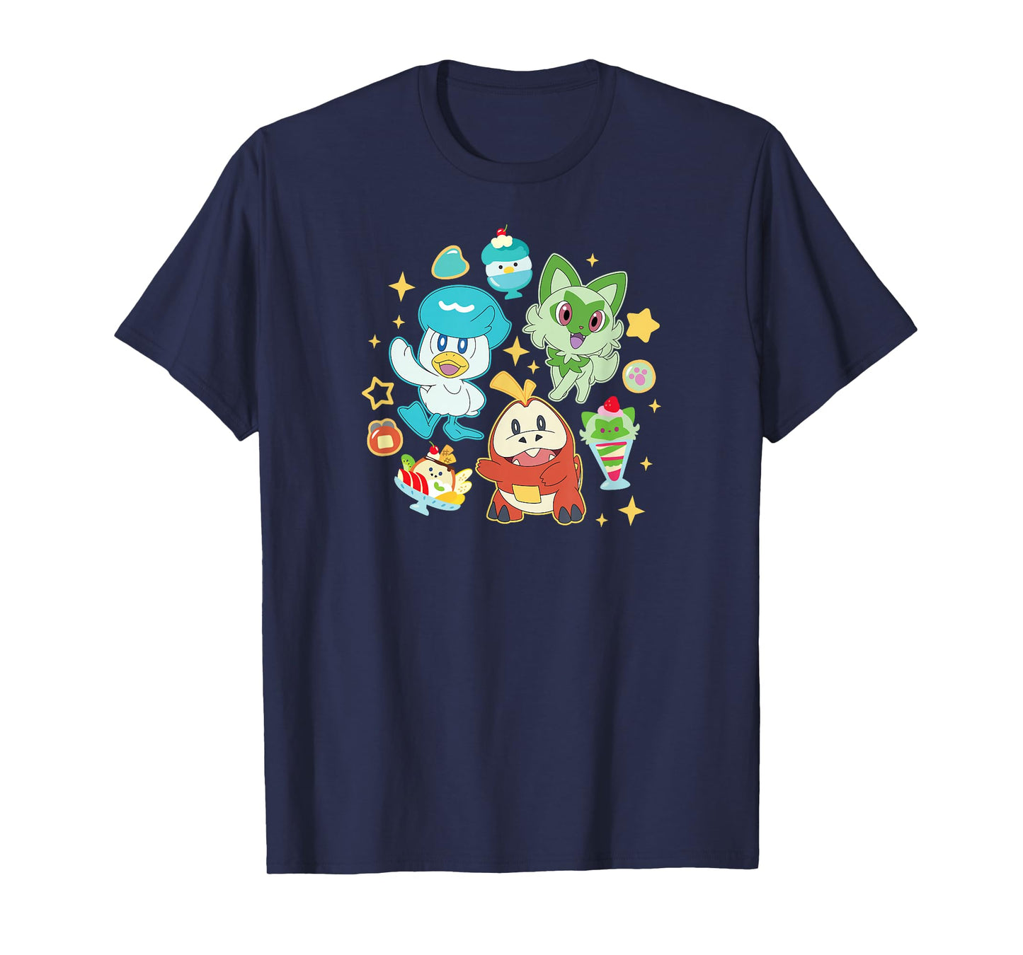 Pokémon - Quaxly Sprigatito Fuecoco Starters Cafe Desserts T-Shirt