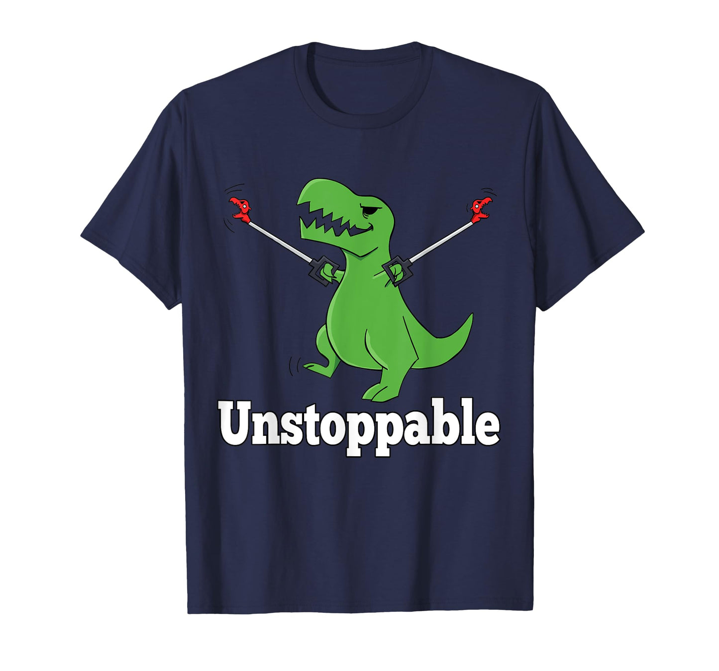 Miftees T-Rex Tees Unstoppable T-Rex T-Shirt - Black, Unisex-Adult, Unisex-Kids, Short Sleeve, T-Shirt, S, US, Cotton, Polyester