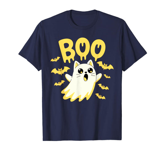 CAT Ghost Boo Cute Kitty Cats Lover Halloween Women Men T-Shirt