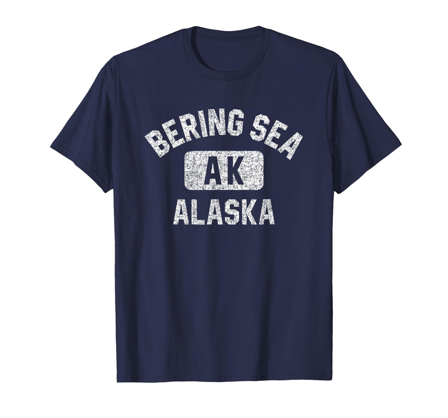 Bering Sea Alaska Gym Style Distressed White Print T-Shirt