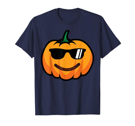 Halloween Pumpkin Smile Face Sunglasses Costume Funny T-Shirt