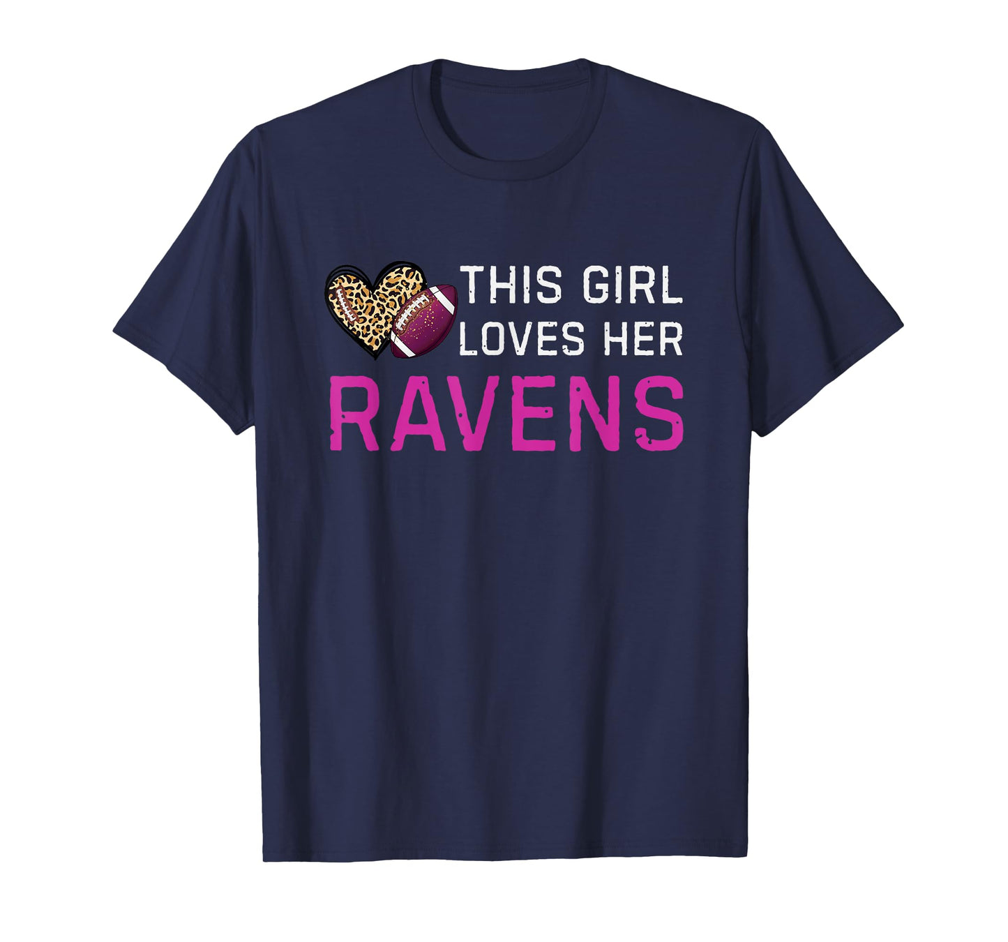 This Girl Loves Her Ravens Vintage Leopard Style T-Shirt