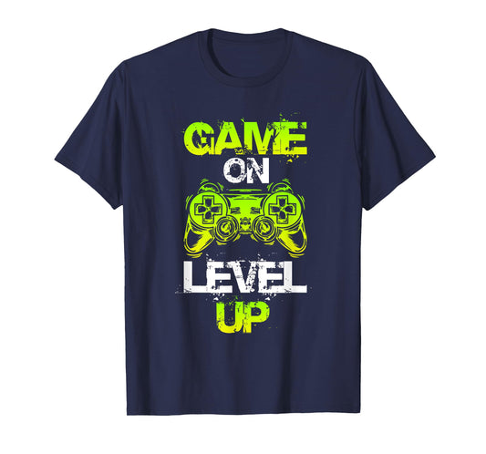 Gaming Apparel GAME ON LEVEL UP Gaming T-Shirt - Unisex-Adults, Unisex-Kids - Black - Small - Short Sleeve - T-Shirt