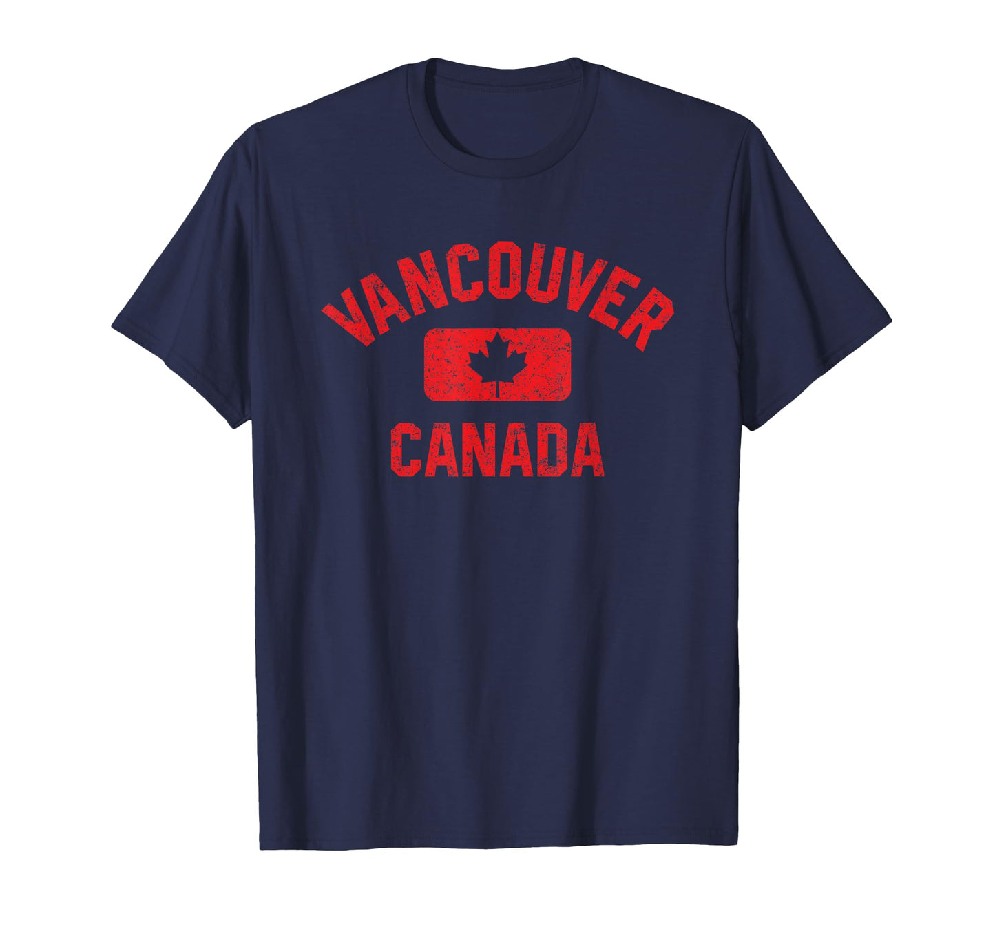 Vancouver Canada Gym Style Distressed Red Print T-Shirt
