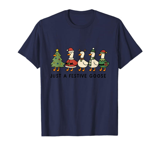 Festive Goose Christmas Funny Cute Goose Christmas Party T-Shirt