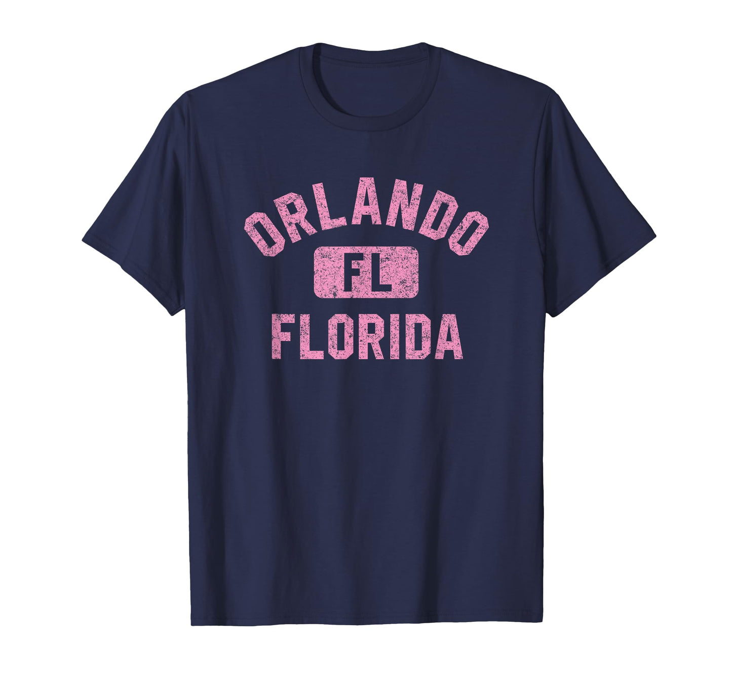 Orlando FL Florida Gym Style Distressed Pink Print T-Shirt
