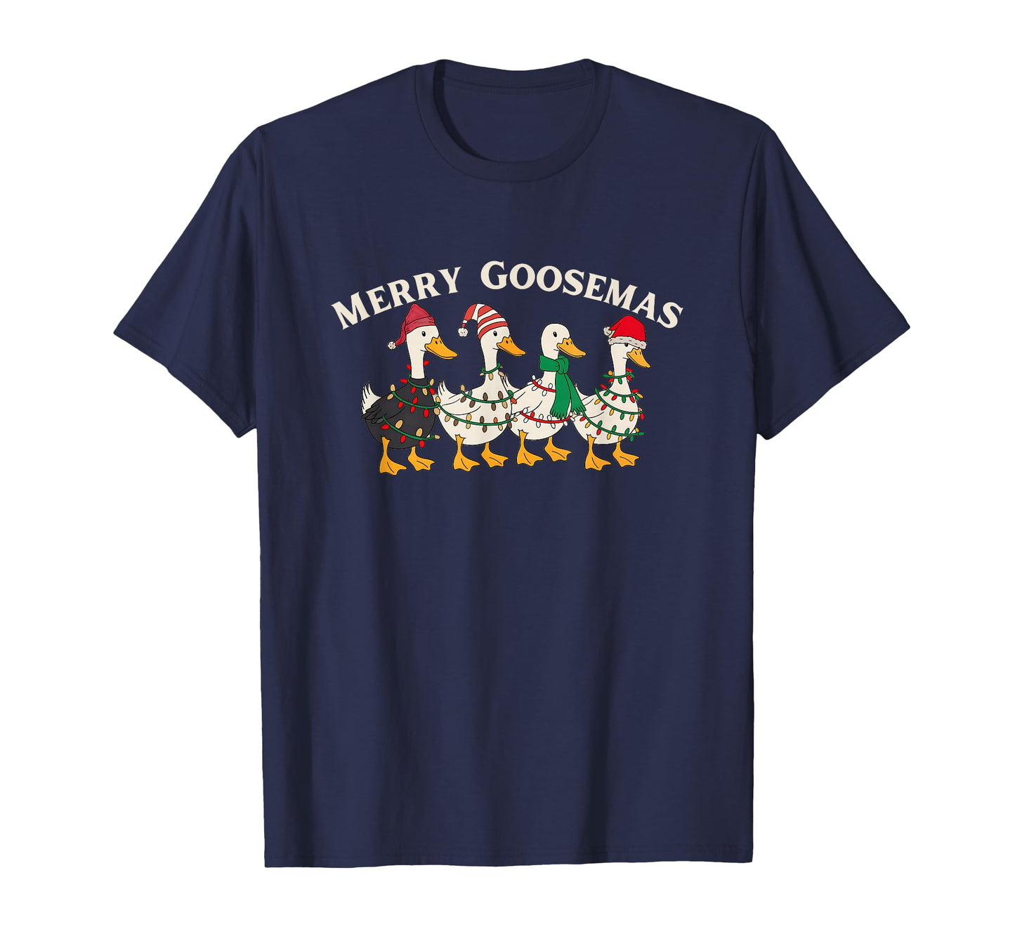 Cute Christmas Silly Goose Holiday Festive Santa Hat Geese T-Shirt