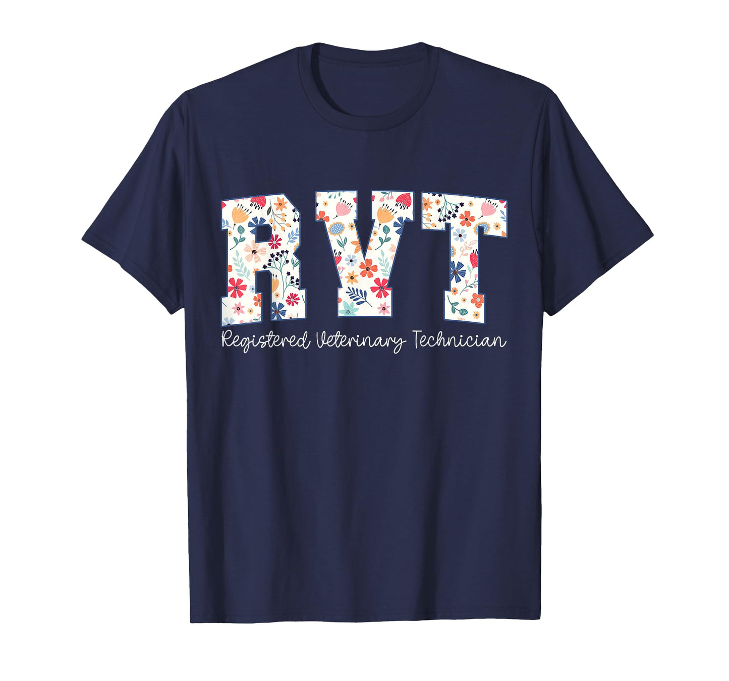 Floral Registered Veterinary Technician RVT Vet Tech T-Shirt