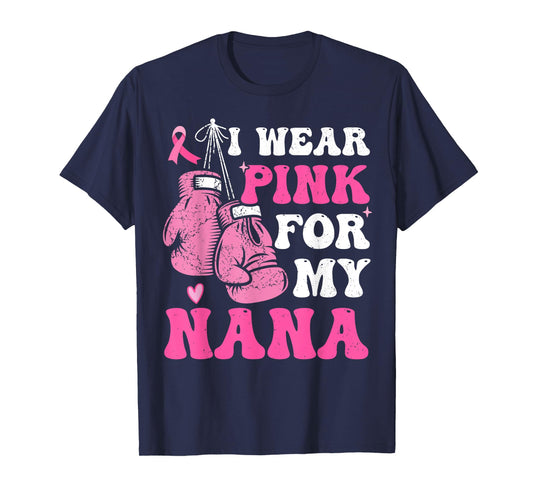 I Wear Pink For My Nana Breast Cancer Awareness Grandma Kids T-Shirt