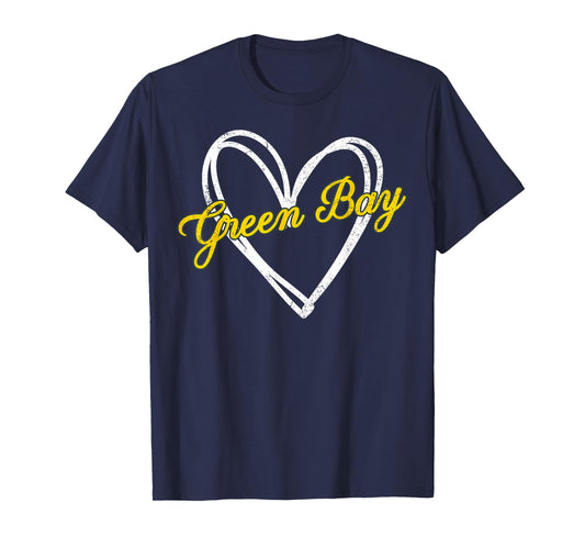 Green Bay Heart Vintage For Women Girl Kid T-Shirt