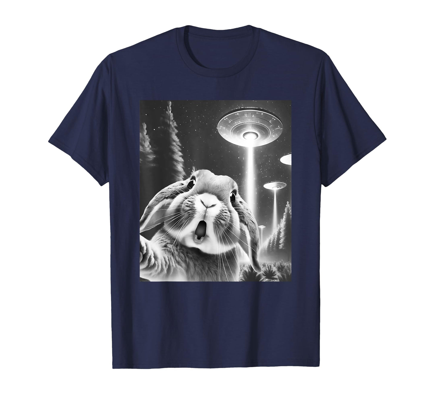 Funny Rabbit Alien UFO Taking a Selfie Animal Lover T-Shirt