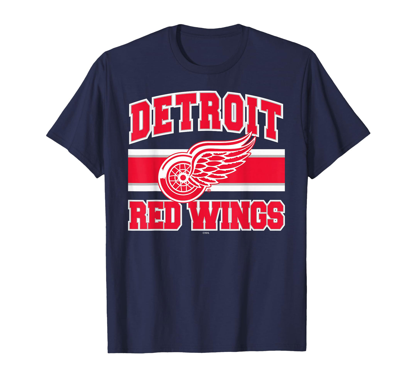 Detroit Red Wings Stripe Black Officially Licensed T-Shirt