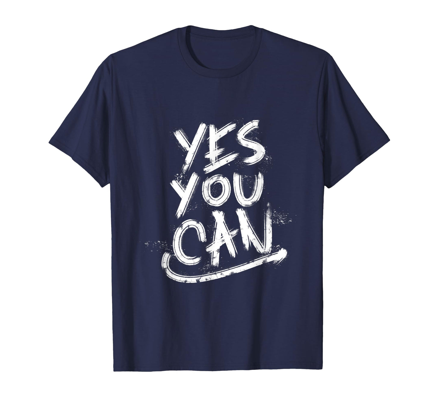 “Yes You Can” Gym Culture Navy Blue Graphic T-Shirt