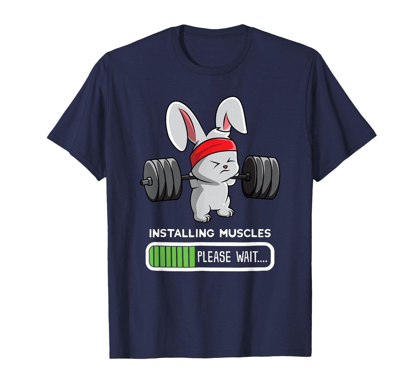 Bunny Gym T-Shirt, Rabbit Weights Installing Muscles Shirt T-Shirt