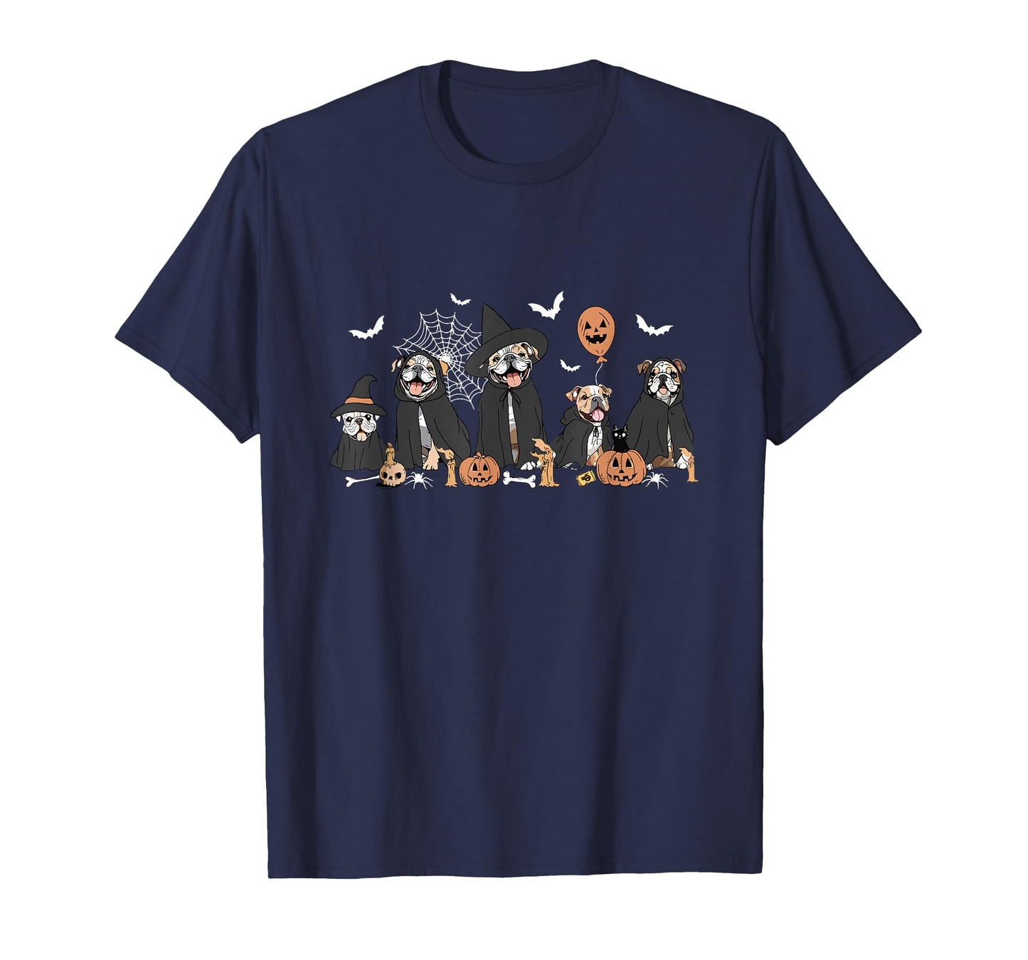 Witch English Bulldog Halloween Ghost Bulldog Dog Mom T-Shirt