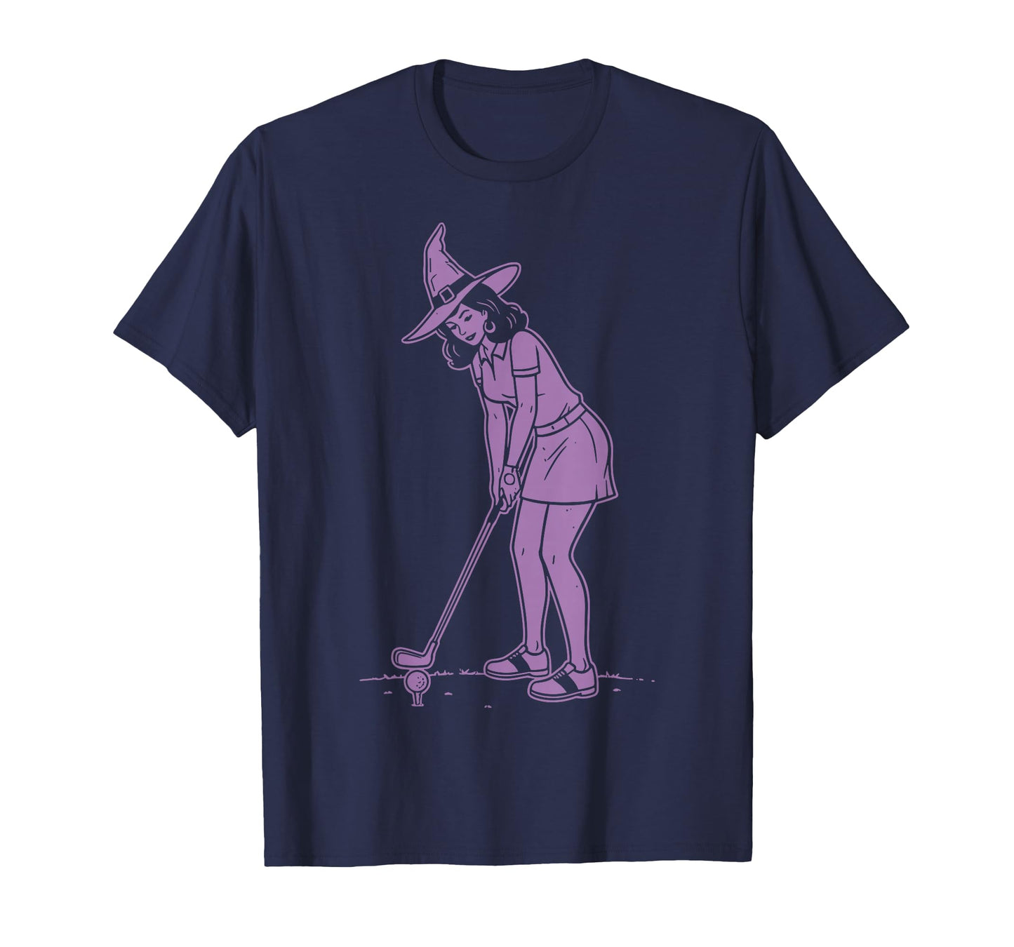 Cute Halloween Golf Golfing Pin-up Witch Golfer Woman T-Shirt