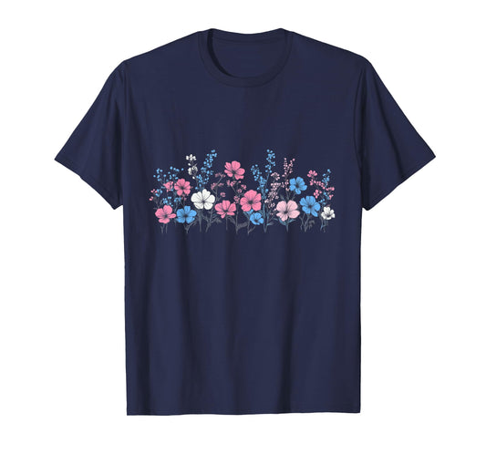 Transgender Flag Wildflower Trans Pride Floral Wild Flower T-Shirt