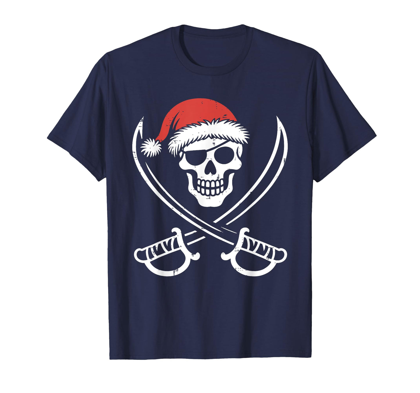 Santa Pirate Skull Crossbones Skeleton Halloween Christmas T-Shirt