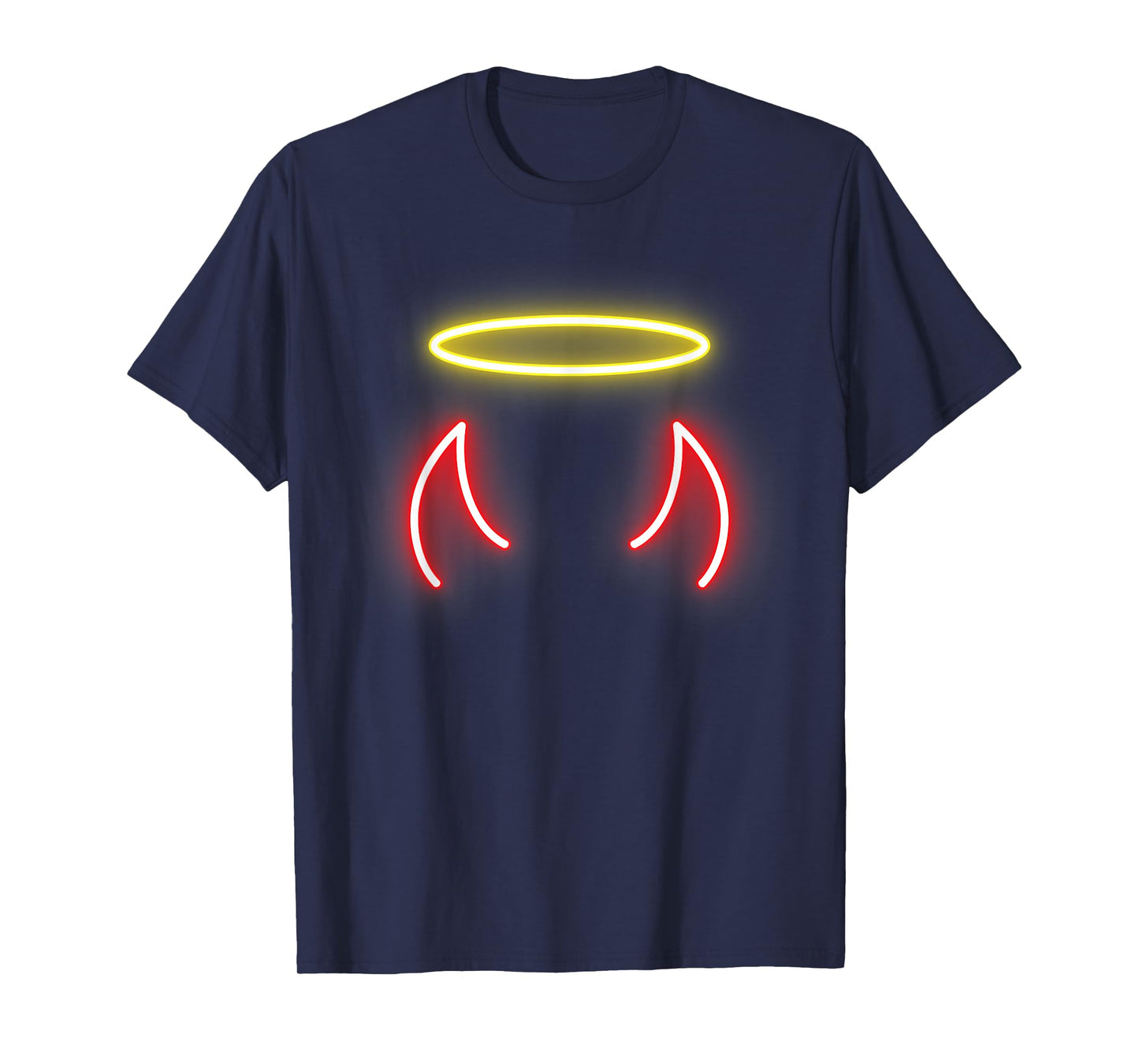 Cool Devil Horns Colorful with Angel Halo Ring Angel Ring T-Shirt