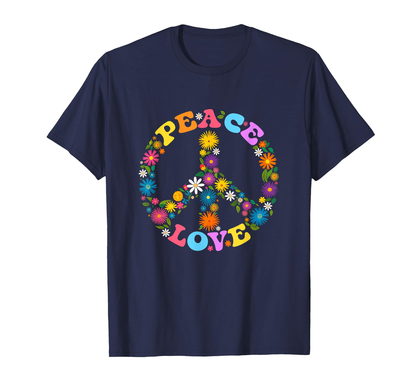 Peace Sign Love Flower 60S 70S Tie Dye Hippie Costume T-Shirt