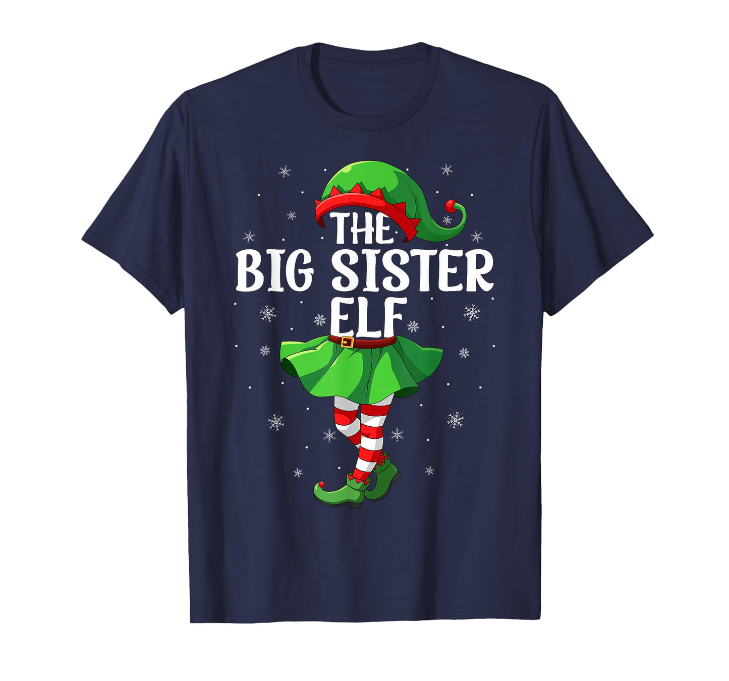 Big Sister Elf Christmas Girls Women Elf Squad Xmas Family T-Shirt