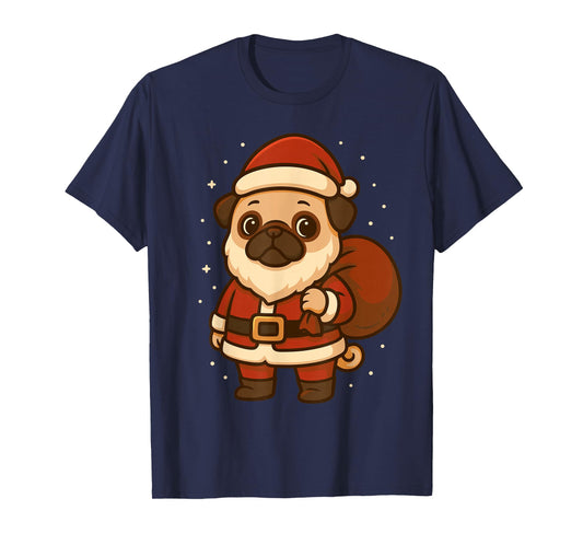 Cute Santa Pug Holiday Dog Santa T-Shirt