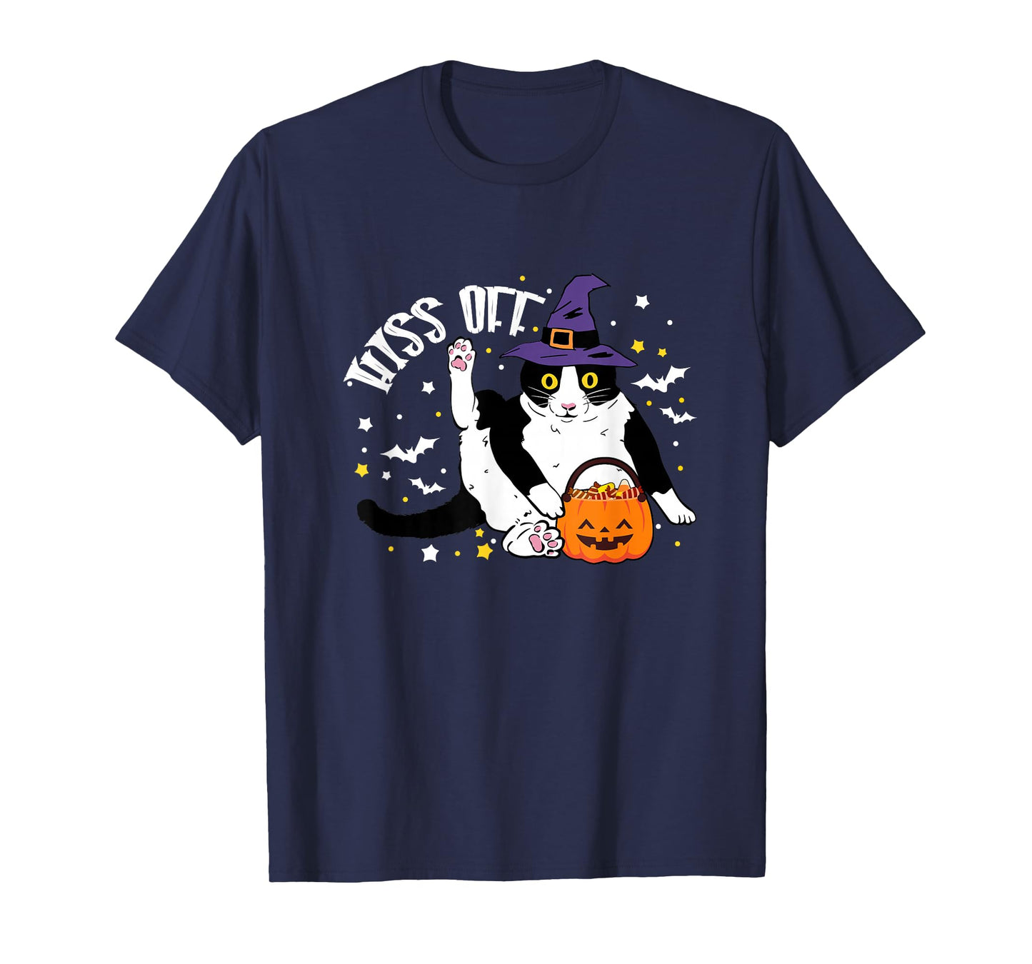 Funny Witch Black Cat Halloween Hiss Off Halloween Cat T-Shirt