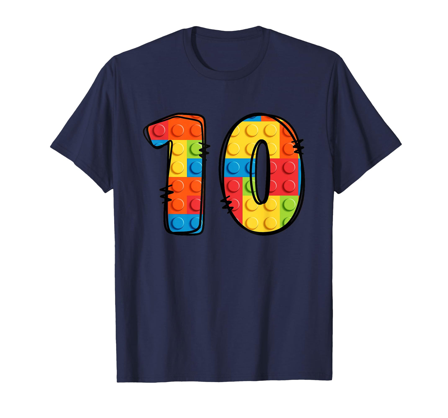 10 Year Old Blocks Building Master Builder 10th Birthday T-Shirt
