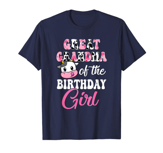 Great Grandma Of The Birthday Girl Farm Cow 1St Birthday T-Shirt