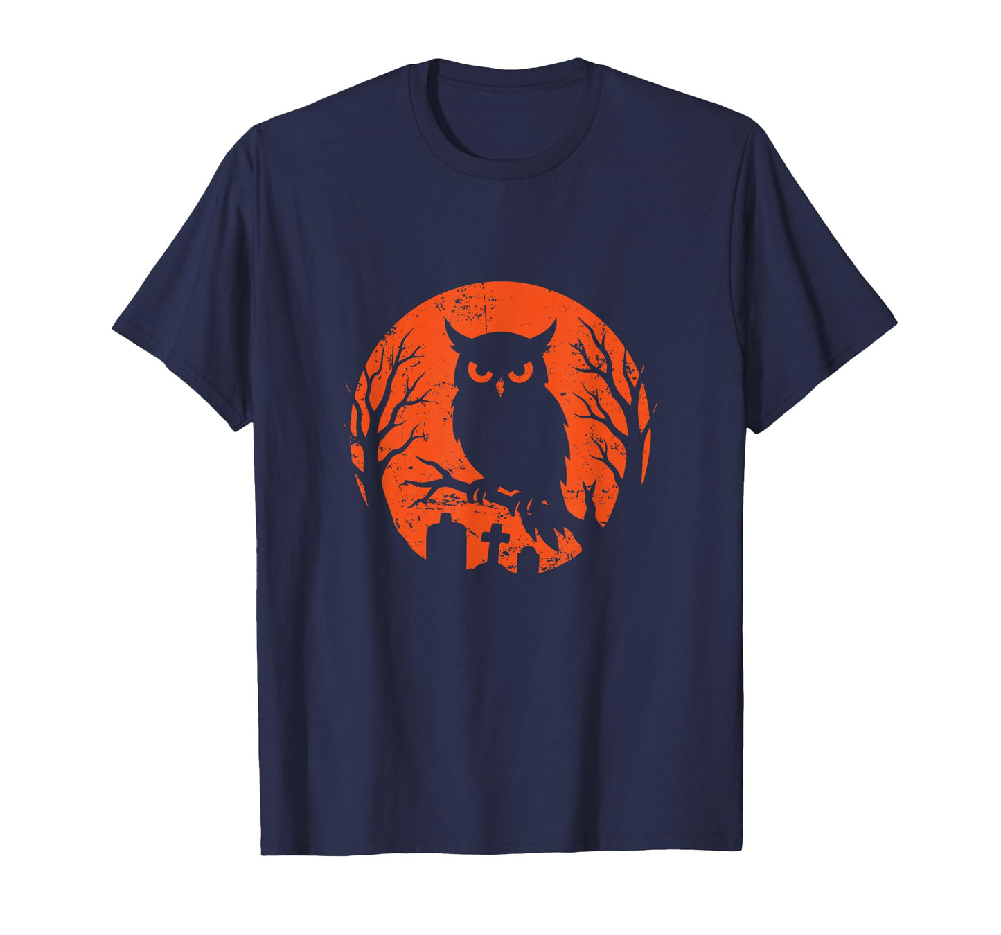 Owl on Branch Halloween Moon T-Shirt