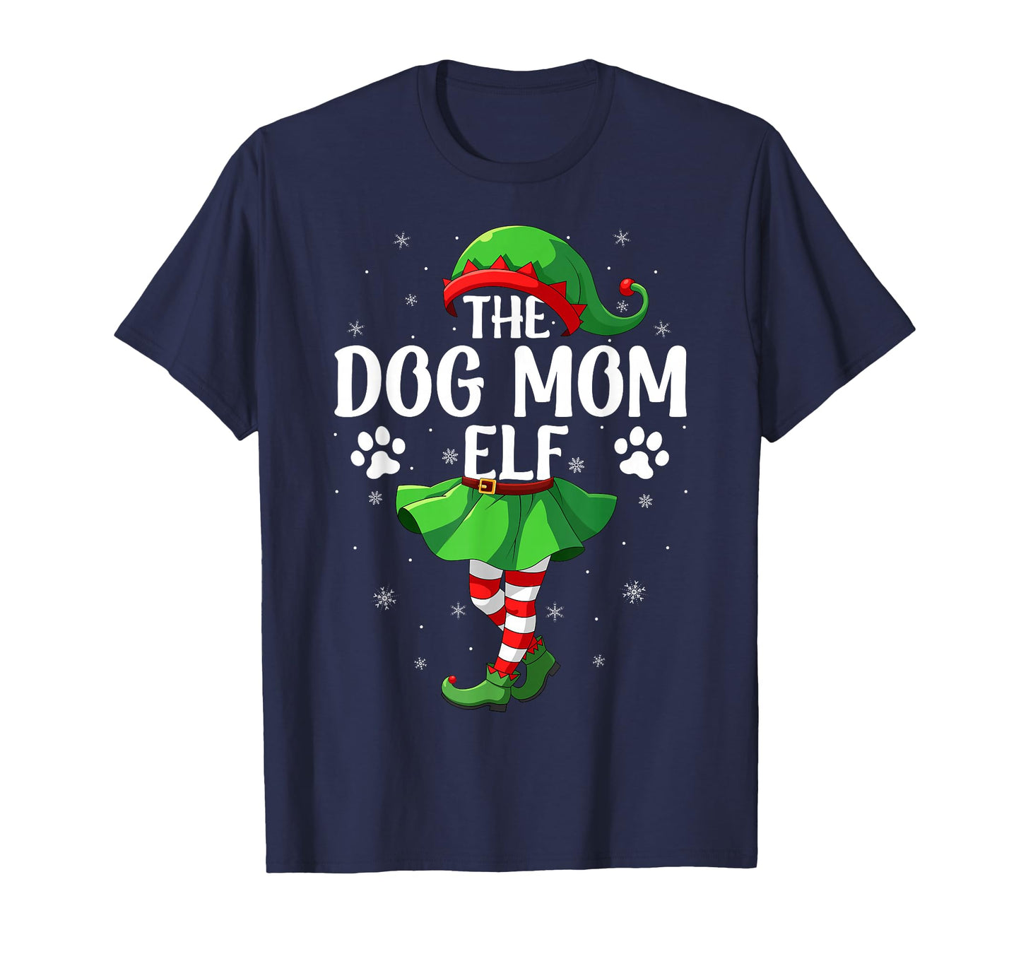 Dog Mom Elf Christmas Girls Women Elf Squad Xmas Family T-Shirt