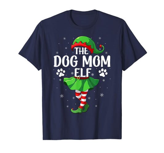 Dog Mom Elf Christmas Girls Women Elf Squad Xmas Family T-Shirt