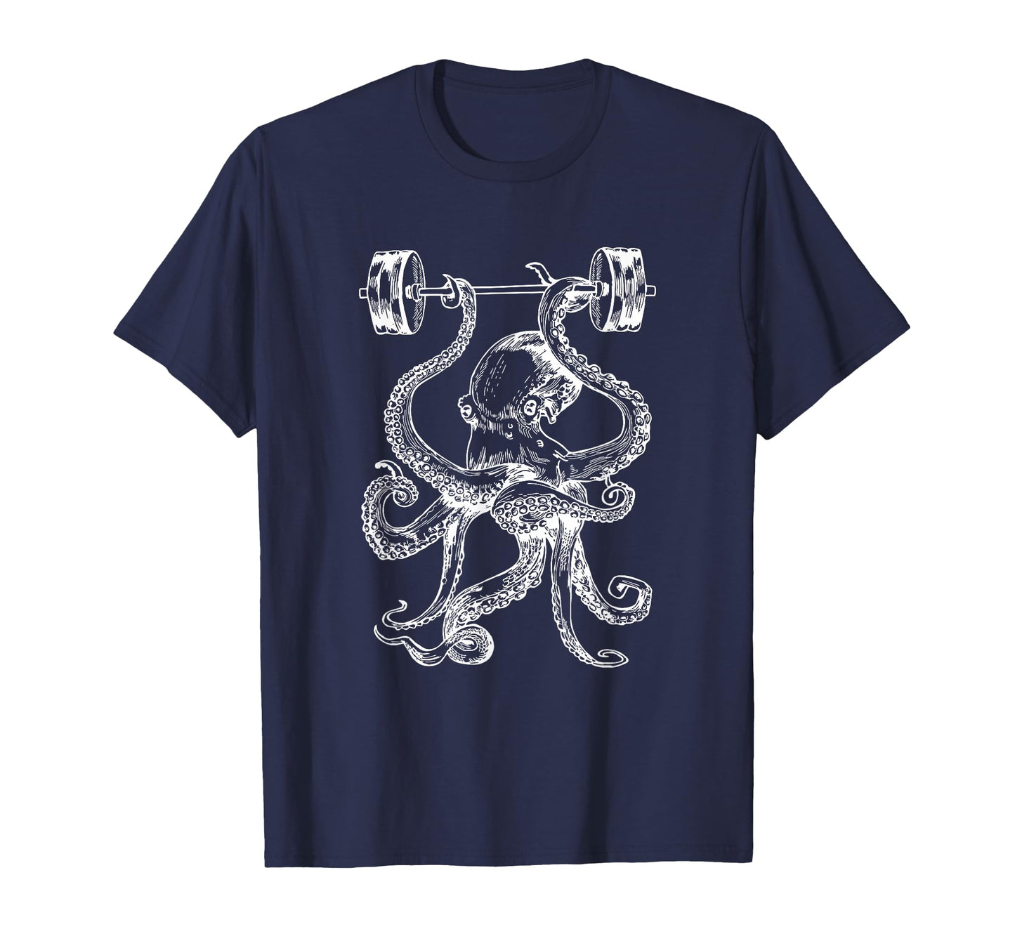 Octopus Weight Lifting Barbells Funny Fitness Gym Workout T-Shirt