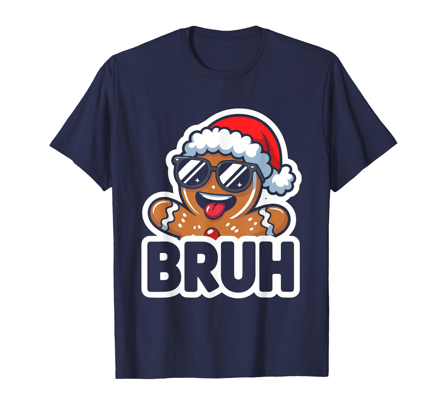 Bruh Funny Christmas Gingerbread Man Teens Boys Kids T-Shirt