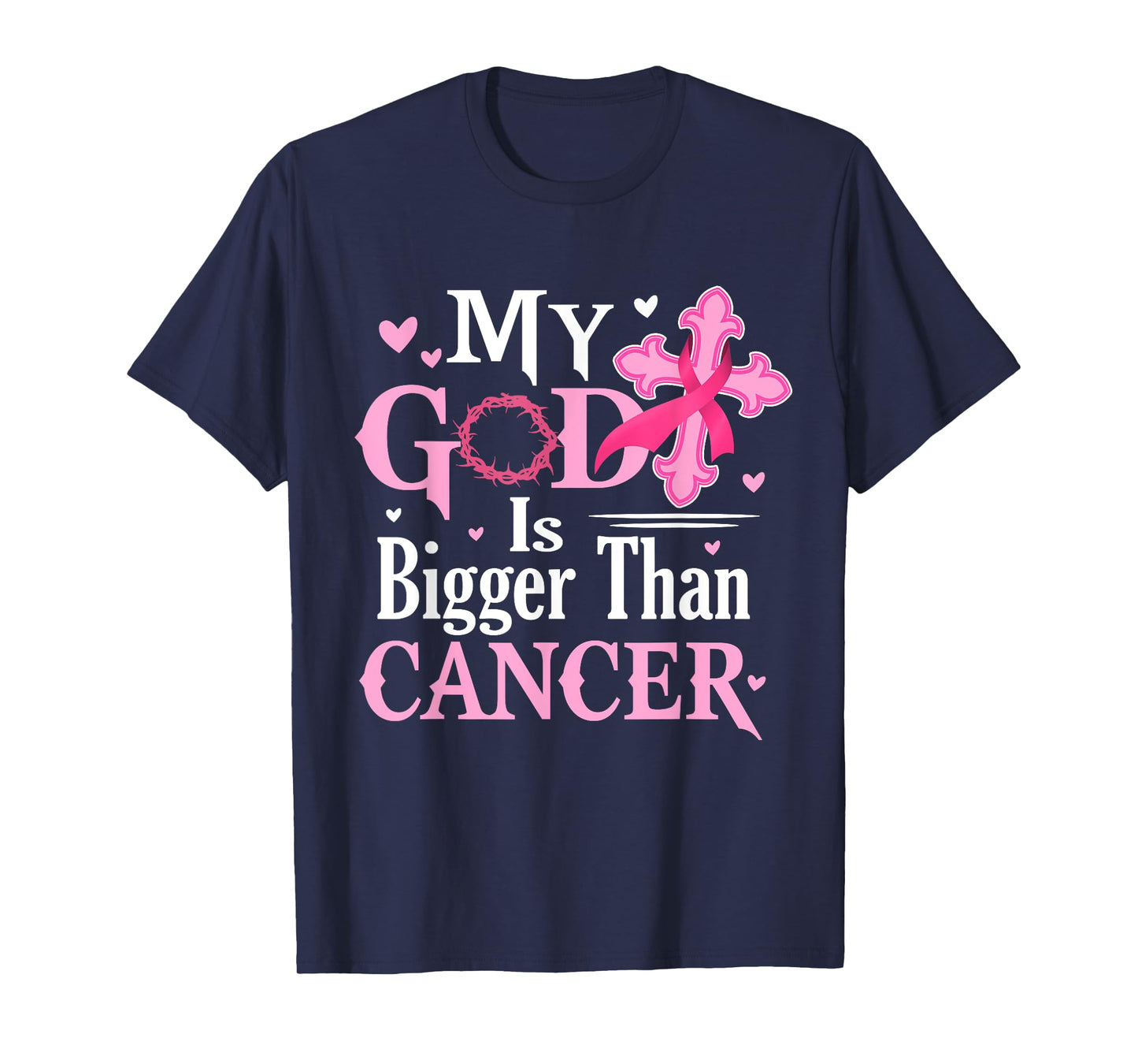 My God Is Bigger Than Cancer Breast Cancer Awareness Jesus T-Shirt