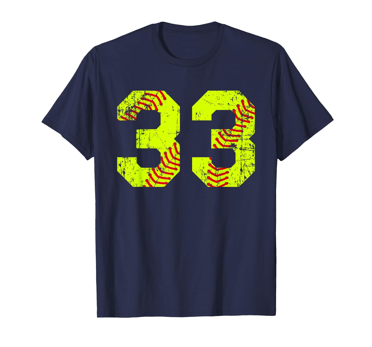 Vintage Softball 33 Jersey Number T-Shirt