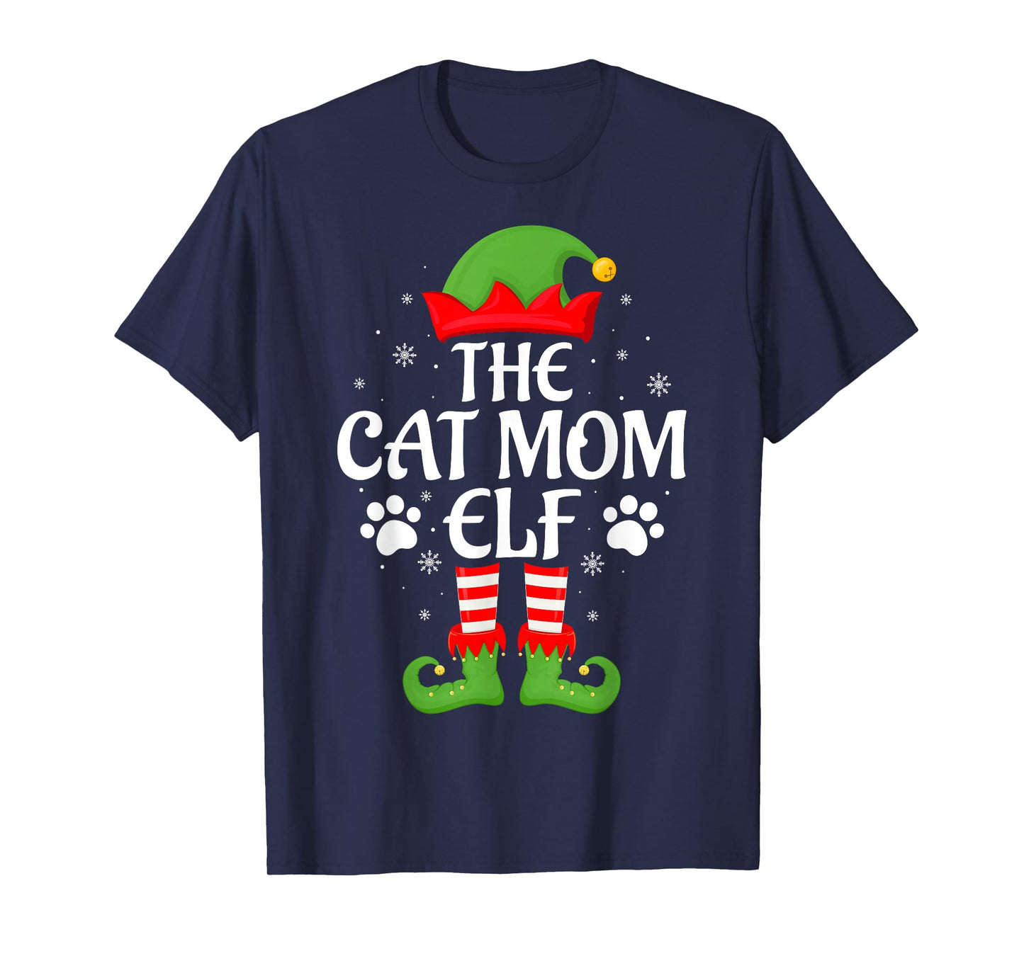 Cat Mom Elf Xmas Family Matching Elf Squad Christmas Women T-Shirt