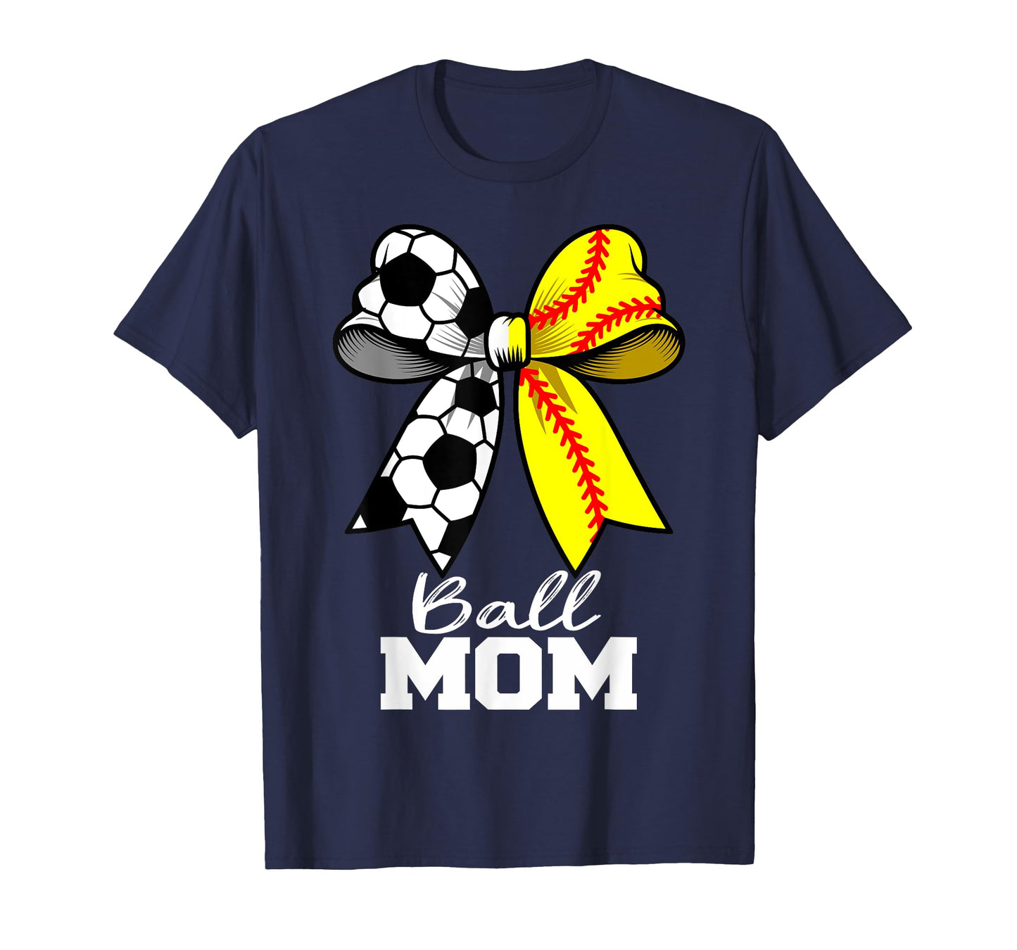 Ball Mom Soccer Softball Mom Coquette Bow Funny Game Day T-Shirt