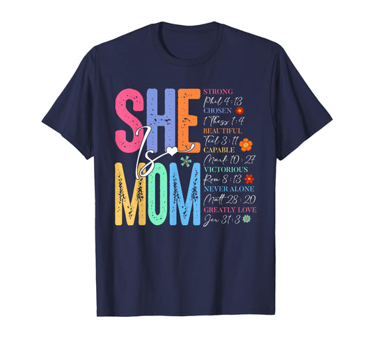 She Is Mom Christian Mother's Day Jesus Mama Religious Women T-Shirt